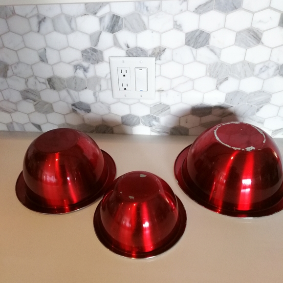 Mixing bowls 3 sizes in stainless steel and red - Picture 4 of 8